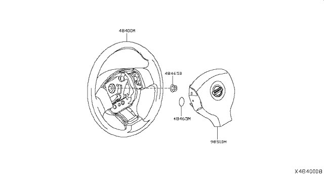 2009 Nissan Versa Air Bag Driver Side Module Assembly Diagram for 98510-EM38A