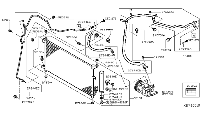 2009 Nissan Versa Sedan Condenser,Liquid Tank & Piping Diagram 2