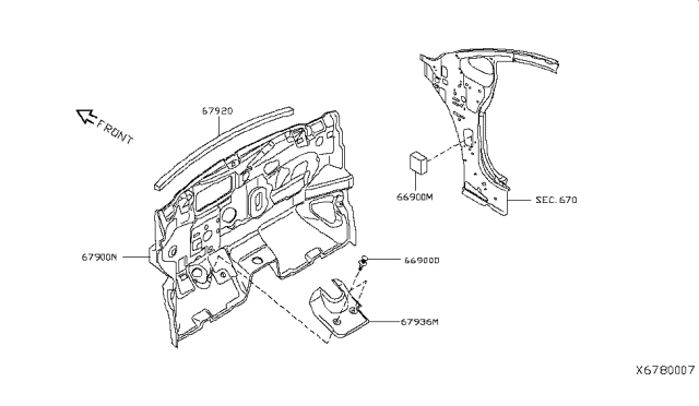 2011 Nissan Versa Sedan Dash Trimming & Fitting Diagram