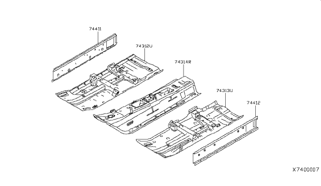 2010 Nissan Versa Sedan Floor Panel Diagram