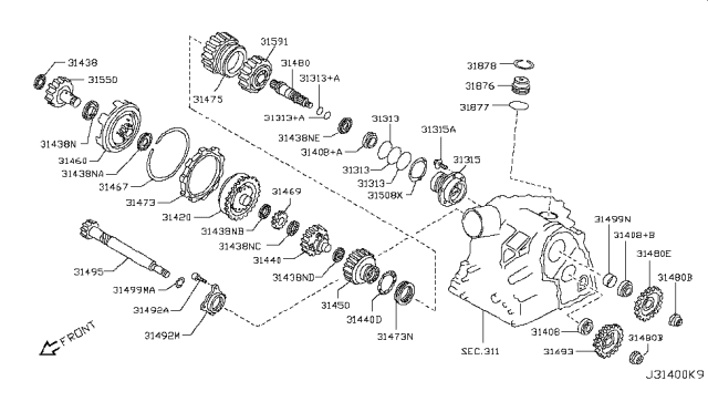 2011 Nissan Versa Gear-Output Diagram for 31489-31X01