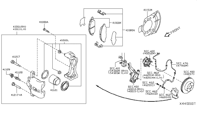 2010 Nissan Versa CALIPER Assembly-Front RH, W/O Pads Or SHIMS Diagram for 41001-3U80B