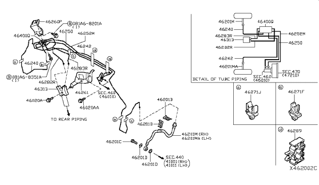 2009 Nissan Versa Tube Assembly Brake, Rear Master Cylinder Diagram for 46252-EL010