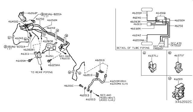 2009 Nissan Versa Hose Assembly-Brake Front Diagram for 46210-AX00A