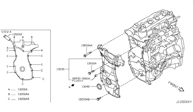 2011 Nissan Versa Sedan Front Cover,Vacuum Pump & Fitting Diagram 1