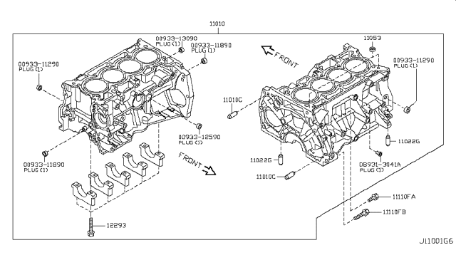 2010 Nissan Versa Sedan Cylinder Block & Oil Pan Diagram 5