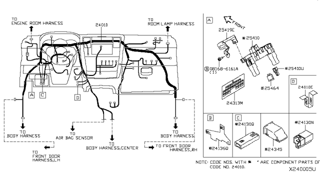 2011 Nissan Versa Harness-Main Diagram for 24010-ZN99D