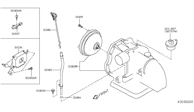 2011 Nissan Versa Automatic Transmission Assembly Diagram for 31020-3CX3D