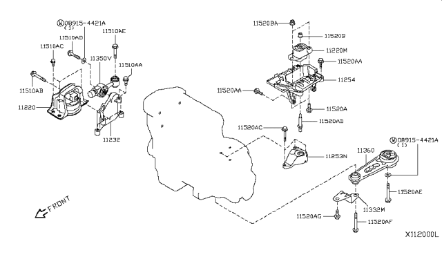 2007 Nissan Versa Engine & Transmission Mounting Diagram 1