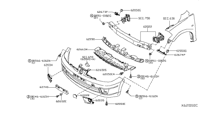 2011 Nissan Versa Front Bumper Diagram