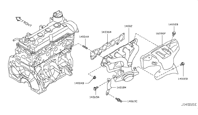 2010 Nissan Versa Cover-Exhaust Manifold Diagram for 16590-ED00A