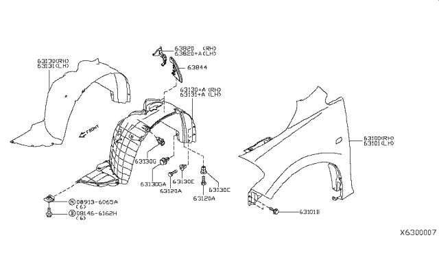 2008 Nissan Versa Protector-Front Fender,RH Diagram for 63840-EL05A