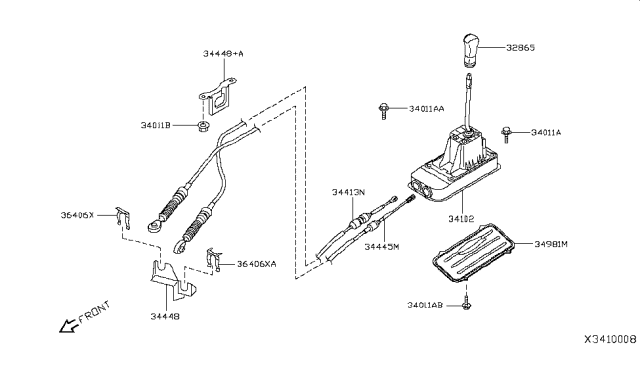 2011 Nissan Versa Knob-Control Lever Diagram for 32865-EM40B