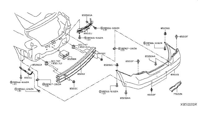 2009 Nissan Versa Rear Bumper Diagram 2