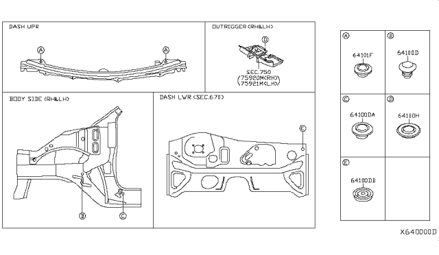 2007 Nissan Versa Sedan Hood Ledge & Fitting Diagram 2
