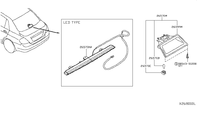 2007 Nissan Versa Lamp Assembly-Stop,High Mounting Diagram for 26590-EM00B