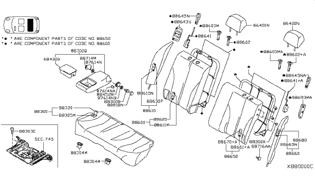 2010 Nissan Versa Back Assy-Rear Seat,LH Diagram for 88650-ZW84A