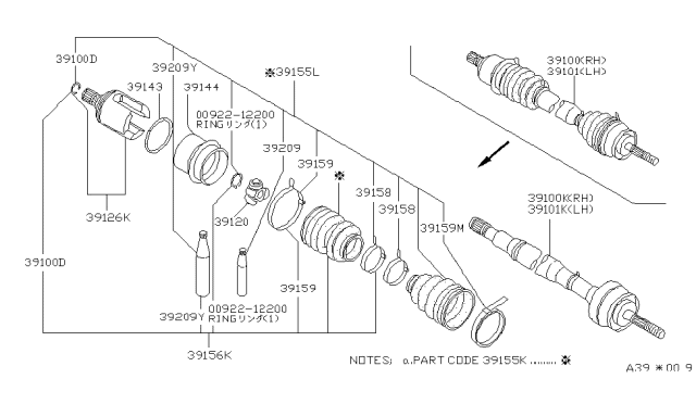 1986 Nissan Stanza Front Drive Shaft (FF) Diagram