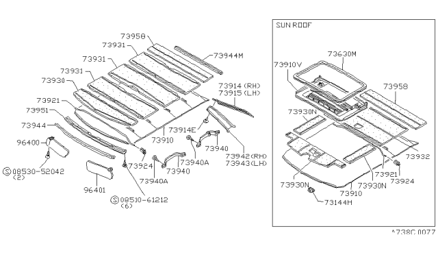 1986 Nissan Stanza FINISHER ASY Gray Diagram for 73916-D0800