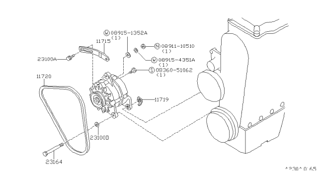 1983 Nissan Stanza Air Pump Belt Diagram for 11720-D2005