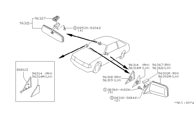 1982 Nissan Stanza Rear View Mirror Diagram 1