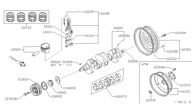 1985 Nissan Stanza Piston,Crankshaft & Flywheel Diagram 2