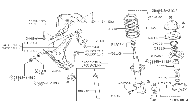 1985 Nissan Stanza Bolt-Gusset Diagram for 54428-D0105