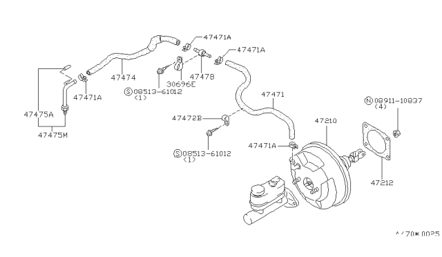 1983 Nissan Stanza Brake Servo & Servo Control Diagram