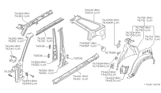 1984 Nissan Stanza Panel-Outer Diagram for 76413-D1730