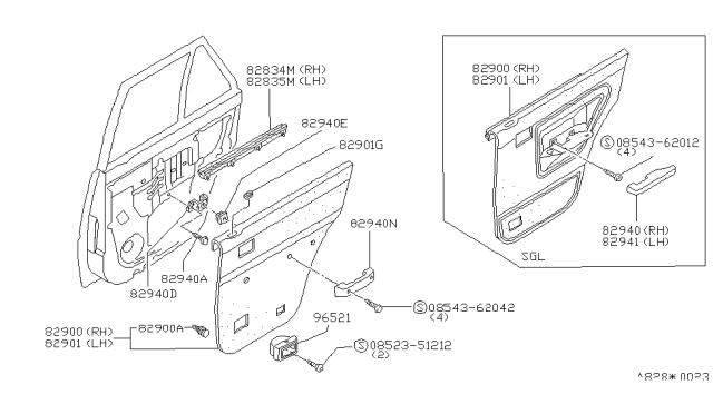 1984 Nissan Stanza Front Door Armrest Diagram for 80940-D0106