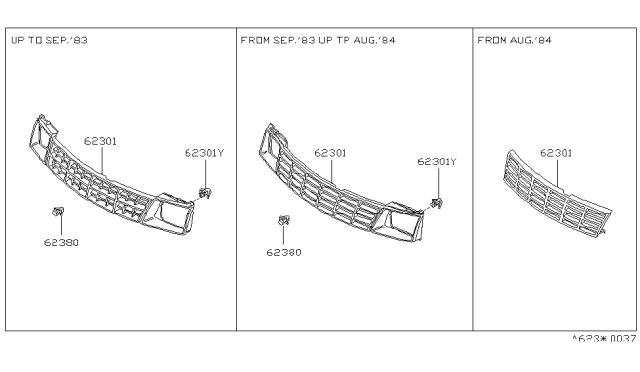 1986 Nissan Stanza Grille Radiator Diagram for 62310-D3400