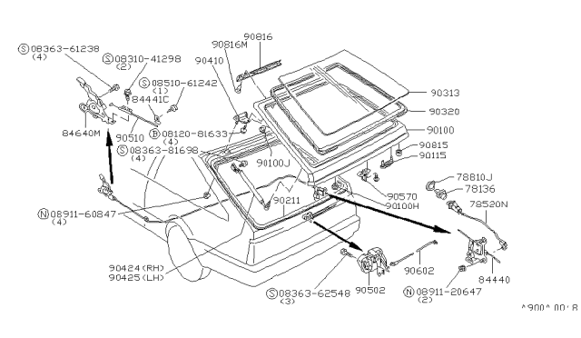 1982 Nissan Stanza Weatherstrip Diagram for 90310-D1001