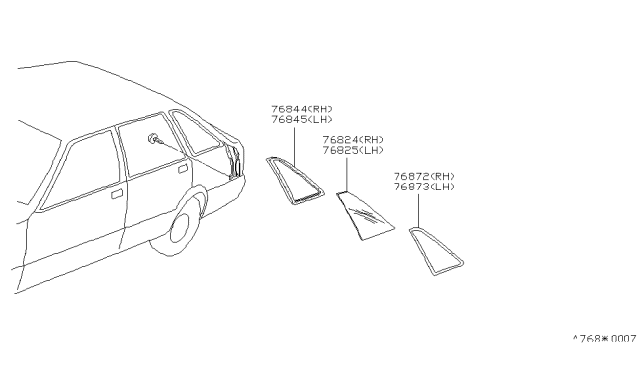 1983 Nissan Stanza WEATHERSTRIP-Quarter Diagram for 76833-D0800