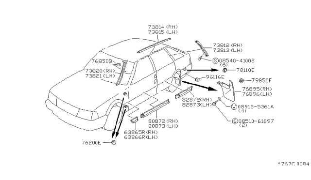 1985 Nissan Stanza Body Side Fitting Diagram 2