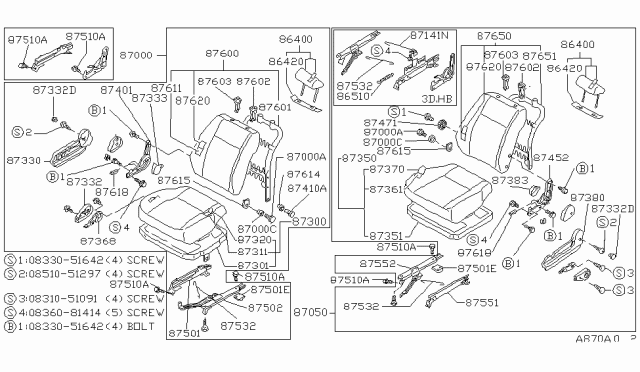 1982 Nissan Stanza Sedan Front Seat Diagram