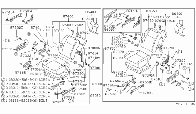 1984 Nissan Stanza RECLINING Dev Diagram for 87451-D0100