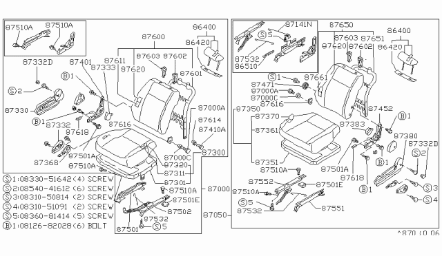 1983 Nissan Stanza Trim Front Cushion RH GY Diagram for 87320-D1610