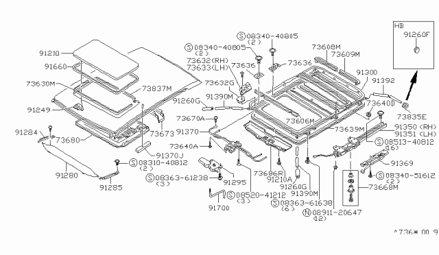 1983 Nissan Stanza Sun Roof Parts Diagram