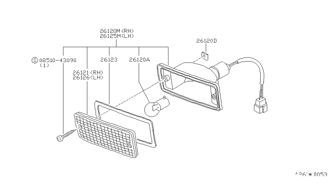 1982 Nissan Stanza Lens-Front Turn Diagram for 26121-D0400