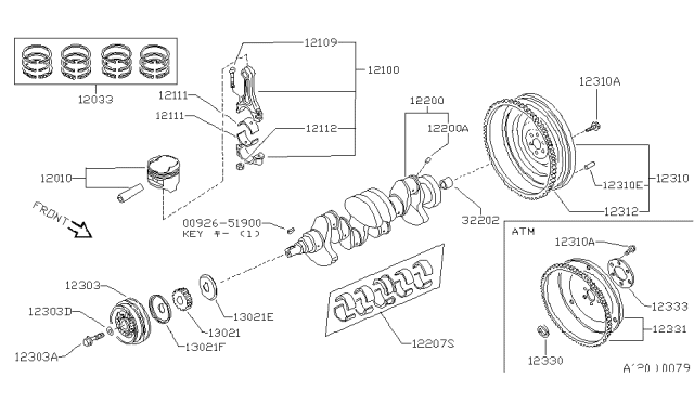1983 Nissan Stanza Ring Set Std Diagram for 12033-D1700