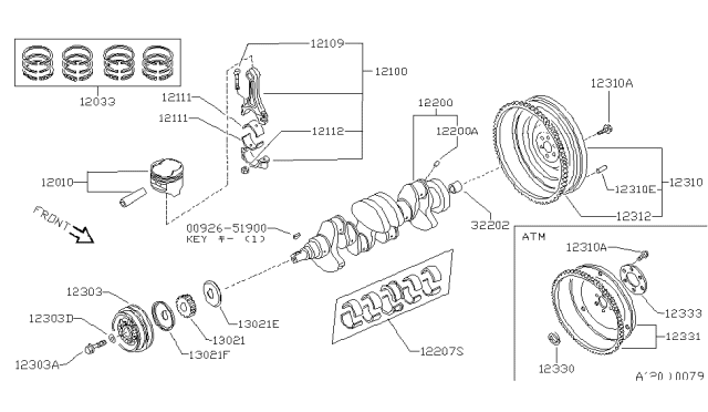 1983 Nissan Stanza Pulley-Crankshaft Diagram for 12303-D1820