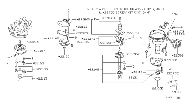 1984 Nissan Stanza Control Unit Diagram for 22020-D1702