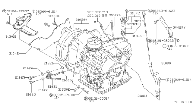 1985 Nissan Stanza Auto Transmission,Transaxle & Fitting Diagram