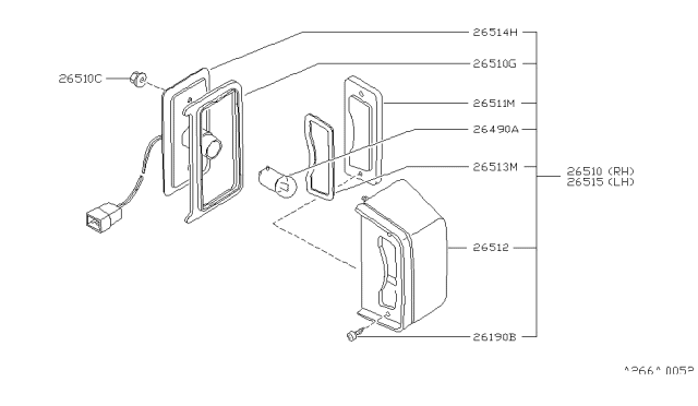 1985 Nissan Stanza Lens-Licence Diagram for 26511-D1600