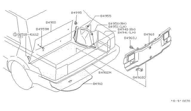 1983 Nissan Stanza Sedan Trunk & Luggage Room Trimming Diagram 3