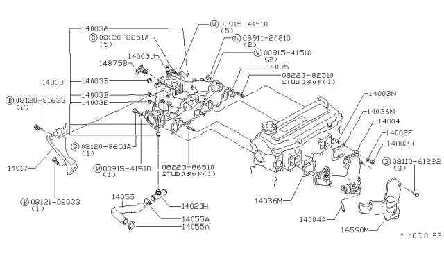 1984 Nissan Stanza Stud Diagram for 14065-D0100