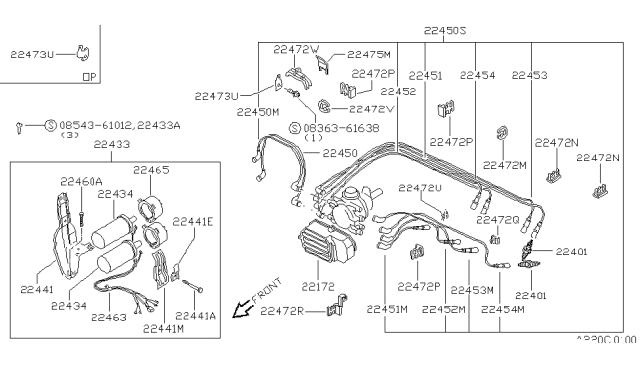 1982 Nissan Stanza Bracket High Tension Cable Diagram for 13241-D0201