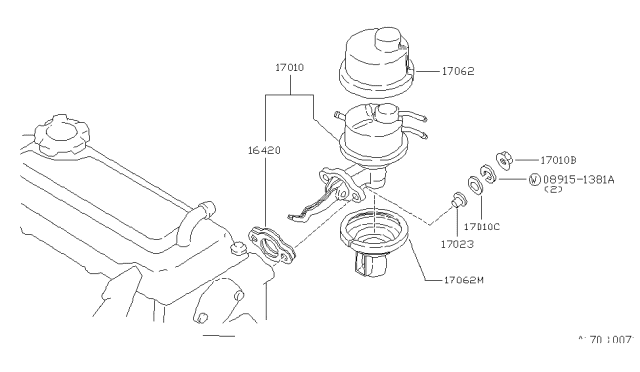 1984 Nissan Stanza Fuel Pump Assembly Diagram for 17011-F5102