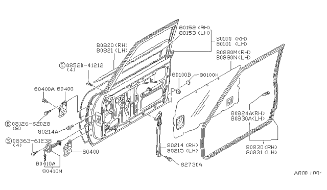 1983 Nissan Stanza Front Door Panel & Fitting Diagram 1