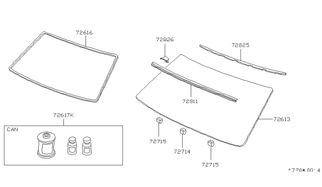 1986 Nissan Stanza Moulding-Windshield Diagram for 72752-D0400